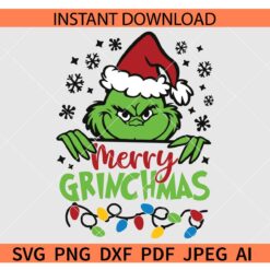Merry Grinchmas Svg, Christmas Grinch Svg, Merry Grinchmas Christmas Lights SVG