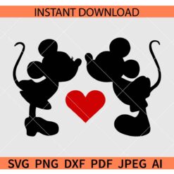 Minnie kissing Mickey SVG, Valentine Disney Heart SVG, Love Symbol Mickey Minnie Kissing SVG