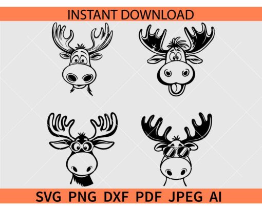 Moose Face svg, Moose Wearing Sunglasses svg, Moose Head SVG