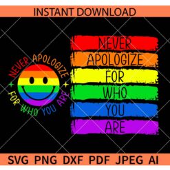 Never apologize for who you are guy pride LGBTQ smile SVG, Never apologize for who you are guy pride Flag SVG