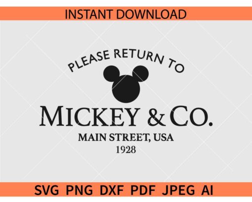 Please return to Mickey & Co Main Street USA 1928 SVG