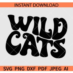 Retro Wildcats Shirt SVG, Wildcats Wavy Text SVG, Wildcats Football SVG, Wildcats Baseball SVG, Wildcat Mascot SVG