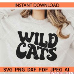 Retro Wildcats Shirt SVG, Wildcats Wavy Text SVG, Wildcats Football SVG, Wildcats Baseball SVG, Wildcat Mascot SVG