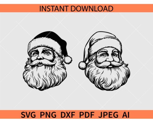 Santa Face SVG Bundle, Santa Claus Drawing bundle SVG