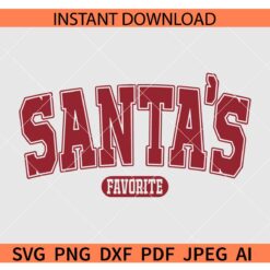 Santa's Favorite Varsity Font SVG, Santa Claus SVG, Retro Christmas Santa's Favorite SVG