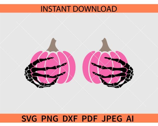 Save the pumpkins Skeleton Hands SVG,  Skeleton Hands Holding Pumpkins SVG, Cancer awareness Skeleton Hands Pumpkins SVG