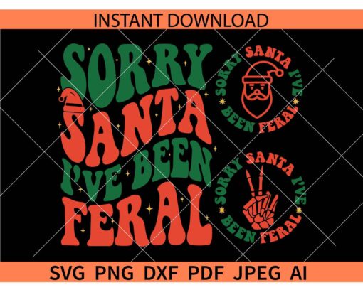 Sorry Santa I've Been Feral Skeleton Peace Hand SVG