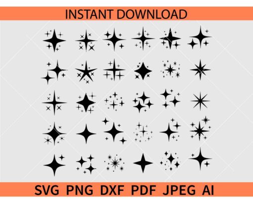 Sparkle Star Svg Bundle, Star Svg Bundle,  Christmas Star Svg, Twinkle Star Bundle SVG