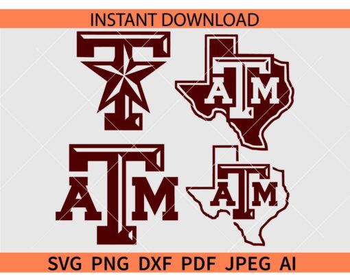Texas A&M Logo Bundle SVG, Texas Map A&M Logo Bundle SVG
