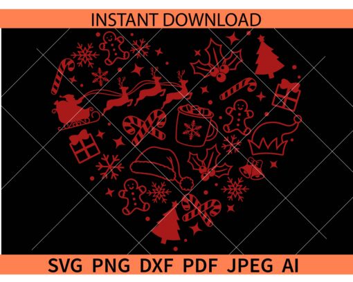 Christmas Heart Symbol SVG, Christmas Tree Heart SVG, Kids Christmas Shirt SVG
