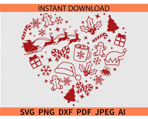 Christmas Heart Symbol SVG, Christmas Tree Heart SVG, Kids Christmas Shirt SVG