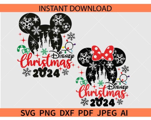Disney Christmas 2024 Mickey Minnie SVG, Disney Christmas 2024 Bundle SVG