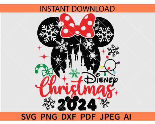 Disney Christmas 2024 Minnie SVG, Minnie Family Christmas 2024 SVG