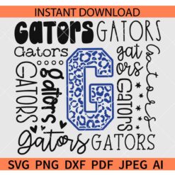 Gators Typography SVG, Leopard Print Gators Cheer SVG, Gators Football SVG