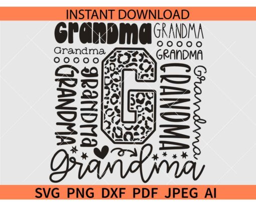 Grandma Typography SVG, Grandma Shirt SVG, Leopard Print Grandma Typography SVG, Mothers Day SVG