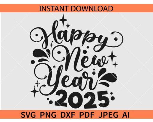 Happy new year 2025 Stars SVG