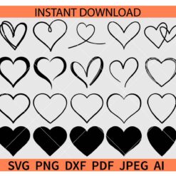 Heart symbol Bundle SVG, Hand Drawn Heart SVG, Valentine's Day Heart SVG, Love Symbol Bundle SVG
