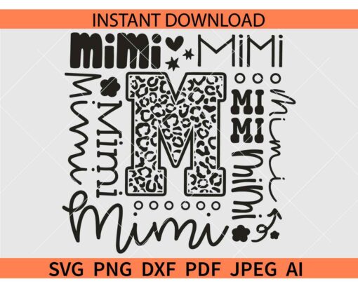 Mimi Typography SVG, Leopard Print Mimi Typography SVG