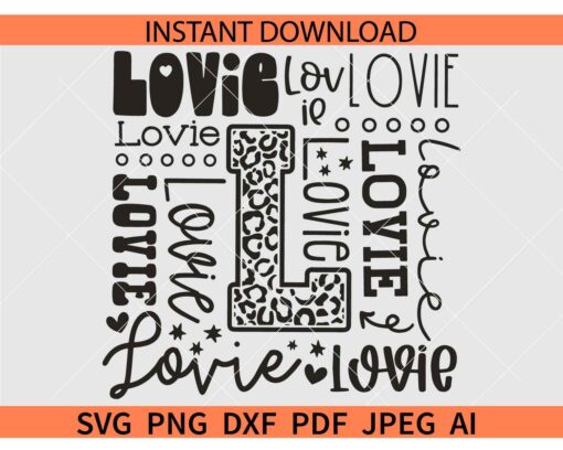 Mothers Day SVG, Lovie Typography SVG, Leopard Print Lovie Typography SVG