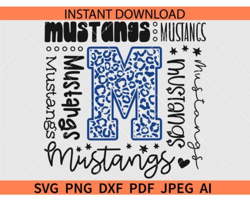 Mustangs Typography SVG, Mustangs Baseball SVG, Mustangs Mascot Typography SVG