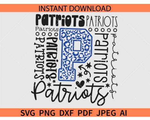 Patriots Typography SVG, Patriots Cheer Typography SVG, Patriots Football SVG