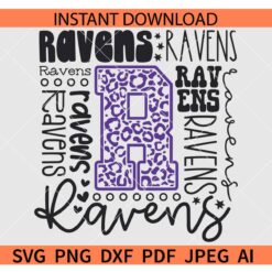 Ravens Typography SVG, Ravens Cheer Typography SVG, Ravens Football SVG, Ravens Baseball SVG, Ravens Mascot Typography SVG