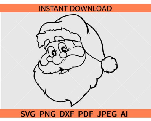  Santa Claus Outline SVG, Santa Claus  Line Art SVG,  Santa Claus Coloring Page SVG