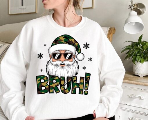 Santa Hunting SVG PNG, Santa Bruh Buffalo Print SVG, Funny Christmas Mallard Duck BRUH! SVG