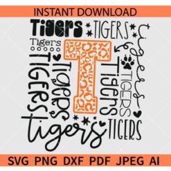 Tigers Typography SVG, Tigers Cheer Typography SVG, Tigers Football SVG, Tigers Baseball SVG, Tigers Mascot Typography SVG
