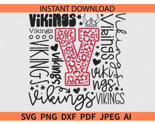 Vikings Typography SVG, Vikings Cheer Typography SVG, Vikings Football SVG