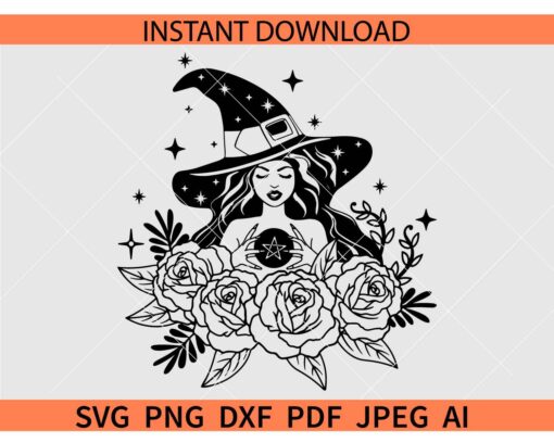 Witch girl SVG, Halloween Witch SVG, Witch woman SVG, Magical Girl SVG