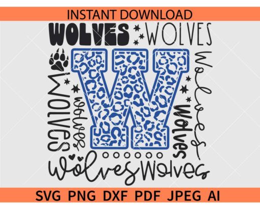 Wolves Typography SVG, Wolves Cheer Typography SVG, Wolves Mascot Typography SVG