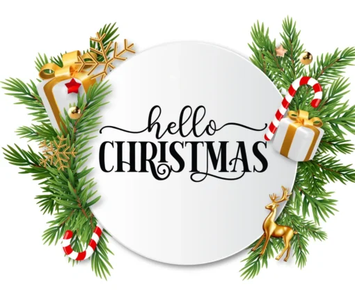 Hello Christmas swoosh SVG, Hello Christmas Wall Décor SVG