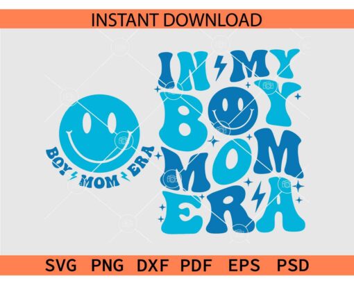 In My Boy Mom Era Retro Wavy Text SVG, In My Mom Era Smile SVG, Mothers Day SVG