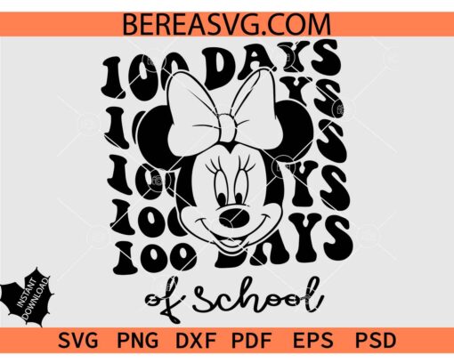 100 day school Minnie SVG, Minnie Mouse school svg, Minnie Mouse 100 Days of School SVG, Disney 100 days of School SVG