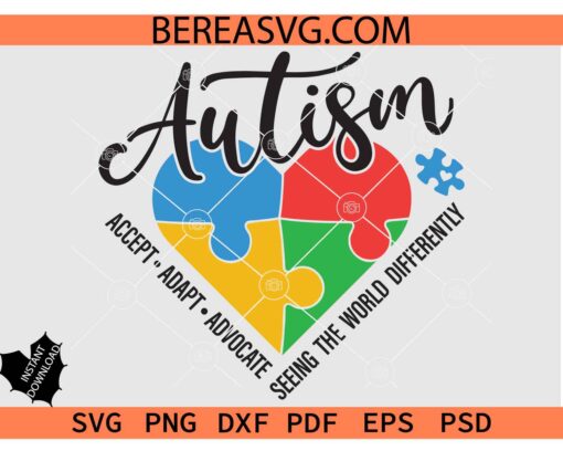 Autism Heart Puzzle svg, Autism Seeing the World Differently svg