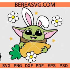 Baby Yoda Happy Easter Day SVG, Baby Yoda Easter Carrot SVG, Cute Baby Yoda Carrot SVG