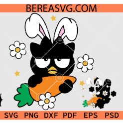 Bad Badtz-Maru Easter SVG, Hello Kitty Badtz-Maru with Bunny Ears SVG, Bad Badtz-Maru Carrying Easter Carrot SVG
