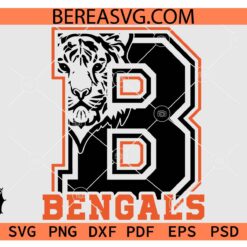 Bengals B Logo SVG PNG, Bengals Face Logo svg, B Bengals Mascot svg
