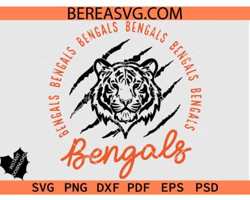 Bengals Face Scratch svg, Bengals Claw Face svg, Bengals Mascot svg