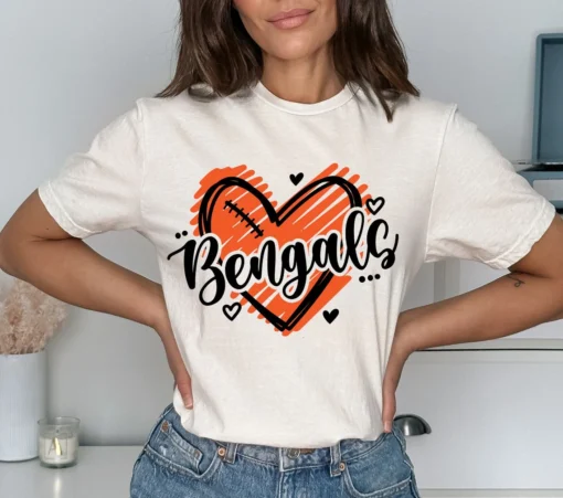 Bengals Heart SVG PNG, Bengals Heart Love Symbol SVG, Bengals Football SVG, Bengals Mascot SVG