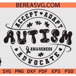 Black Autism Awareness Accept Adapt Advocate SVG