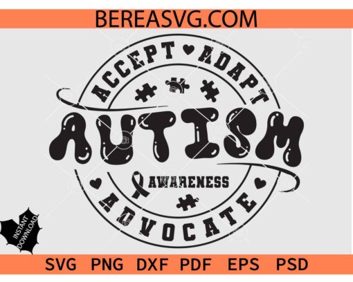 Black Autism Awareness Accept Adapt Advocate SVG