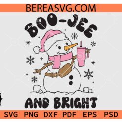 Boo Jee And Bright Santa Snowman svg png, Boujee Christmas Snowman With Santa Hat SVG