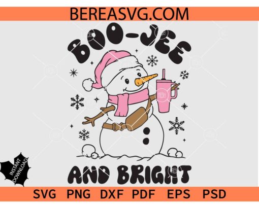 Boo Jee And Bright Santa Snowman svg png, Boujee Christmas Snowman With Santa Hat SVG
