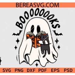 Boooooooks Halloween Ghost Reading SVG, Cute Ghost Reading Book  svg