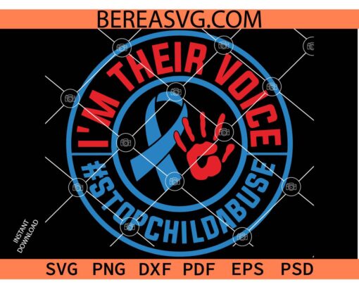 Child Abuse Prevention Awareness Svg Png, I'm Their Voice #StopChildAbuse svg
