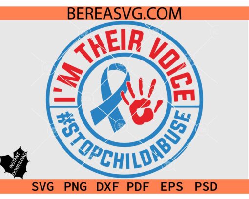 Child Abuse Prevention Awareness Svg Png, I'm Their Voice #StopChildAbuse svg
