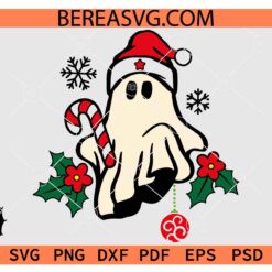 Christmas Ghost Svg, Spooky Christmas Ghost Svg