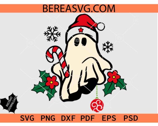 Christmas Ghost Svg, Spooky Christmas Ghost Svg